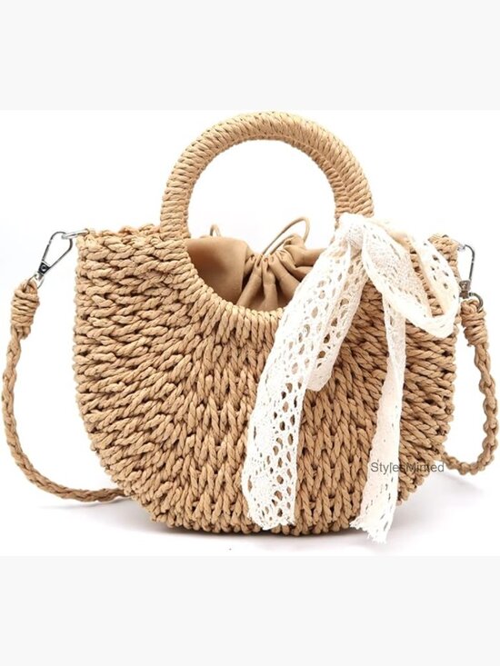 Handbags - Natural Straw Handwoven Clutch Tote Crossbody Bag Summer Beach Purse